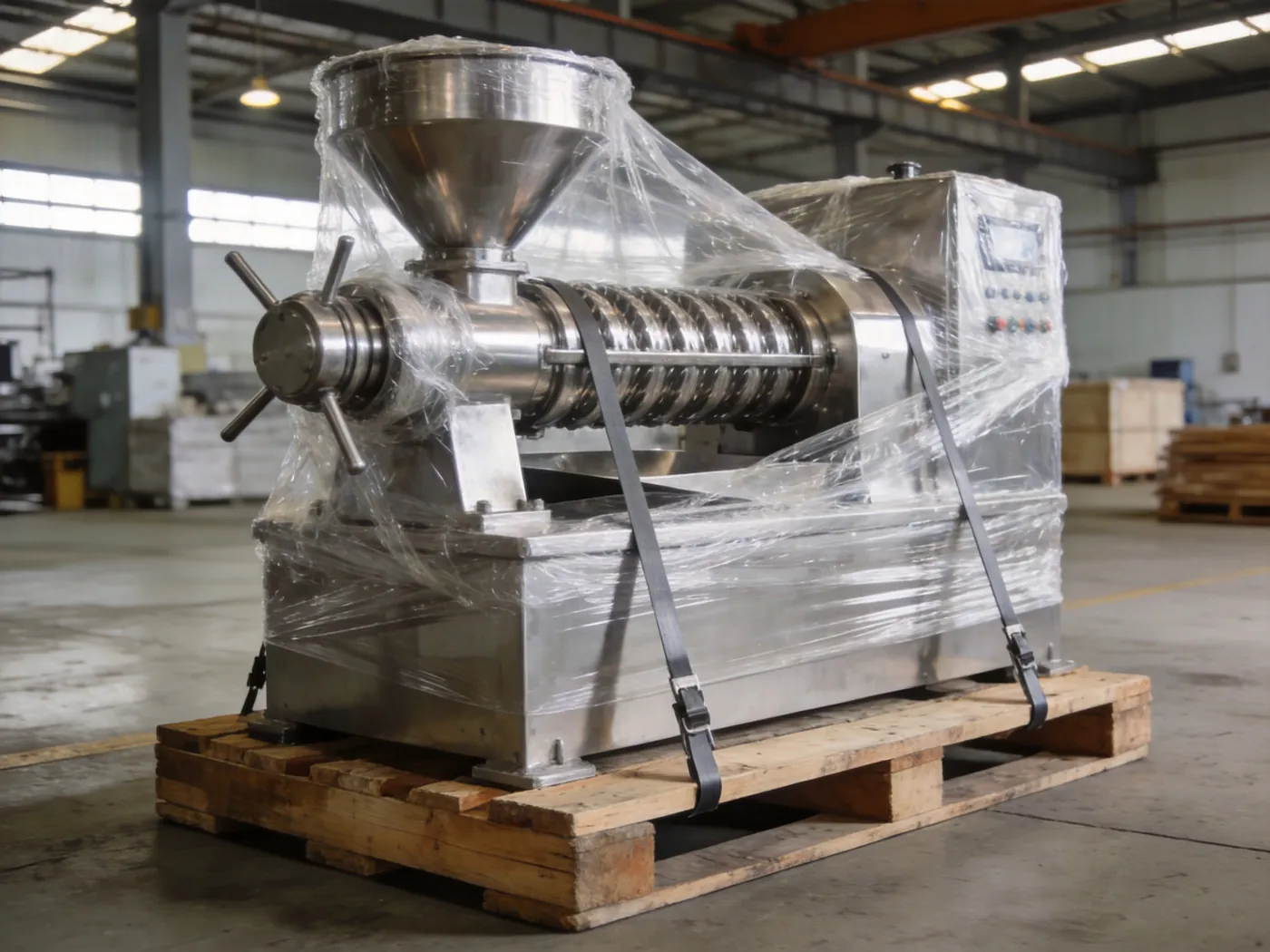 Export packaging — Film-wrapped & pallet-secured
