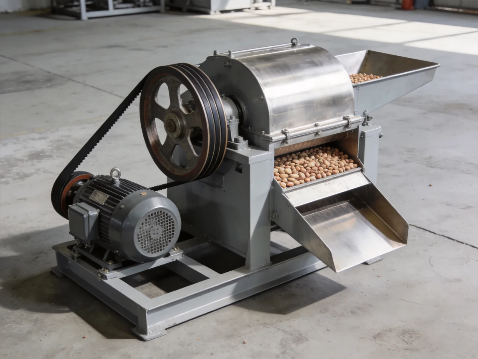 Peanut sheller machine side view